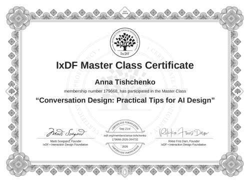 Conversation Design: Practical Tips for AI Design certificate