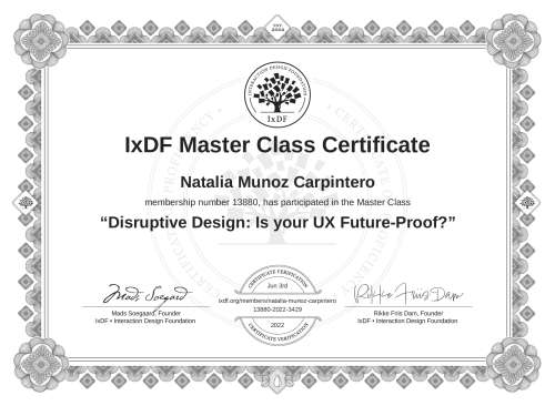 Disruptive Design: Is your UX Future-Proof? certificate