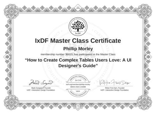 How to Create Complex Tables Users Love: A UI Designer's Guide certificate