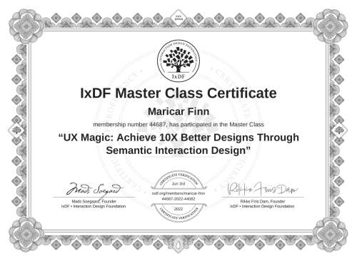 UX Magic: Achieve 10X Better Designs Through Semantic Interaction Design certificate