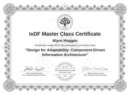 Design for Adaptability: Component-Driven Information Architecture certificate