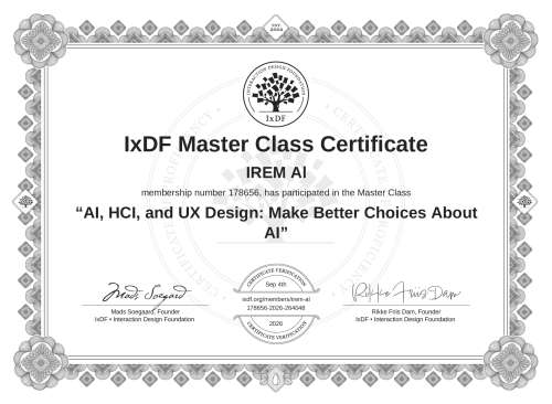 AI, HCI, and UX Design: Make Better Choices About AI certificate