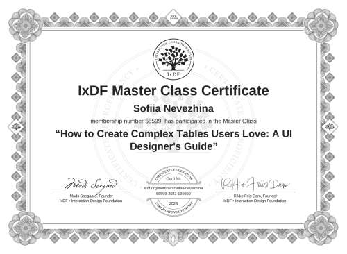 How to Create Complex Tables Users Love: A UI Designer's Guide certificate