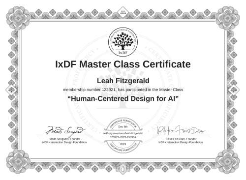 Human-Centered Design for AI certificate