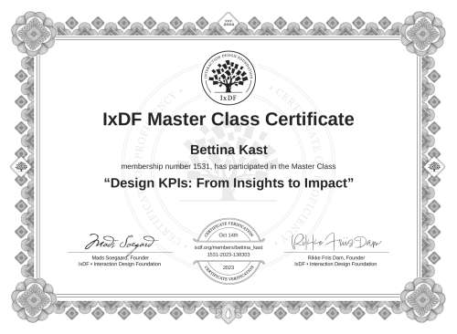 Design KPIs: From Insights to Impact certificate