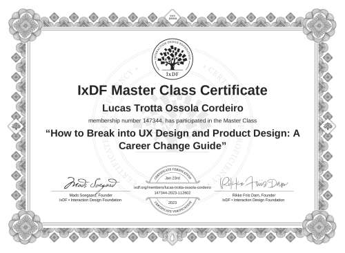 How to Break into UX Design and Product Design: A Career Change Guide certificate