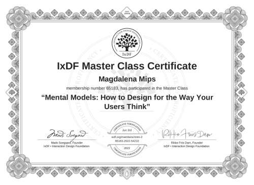 Mental Models: How to Design for the Way Your Users Think certificate