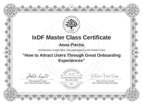 How to Attract Users Through Great Onboarding Experiences certificate