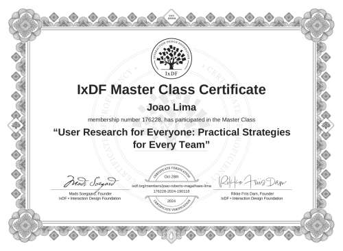 User Research for Everyone: Practical Strategies for Every Team certificate