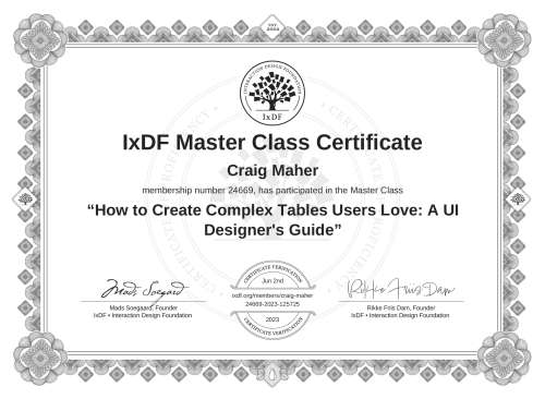 How to Create Complex Tables Users Love: A UI Designer's Guide certificate