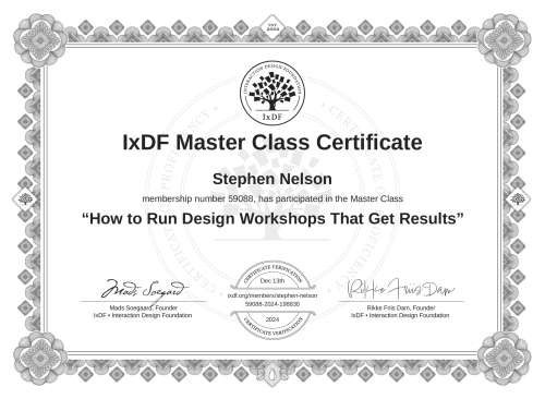 How to Run Design Workshops That Get Results certificate
