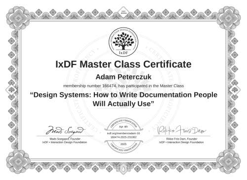 Design Systems: How to Write Documentation People Will Actually Use certificate