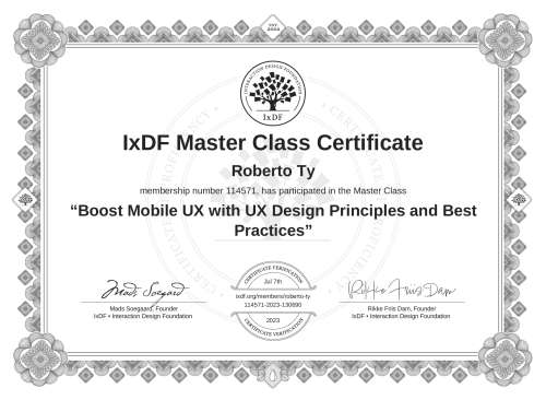 Boost Mobile UX with UX Design Principles and Best Practices certificate