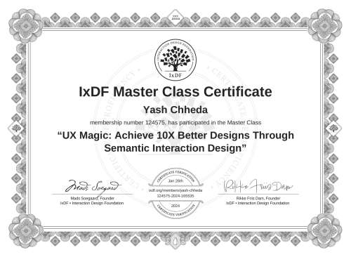 UX Magic: Achieve 10X Better Designs Through Semantic Interaction Design certificate