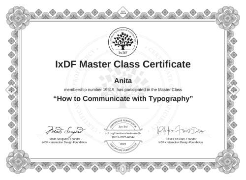 How to Communicate with Typography certificate