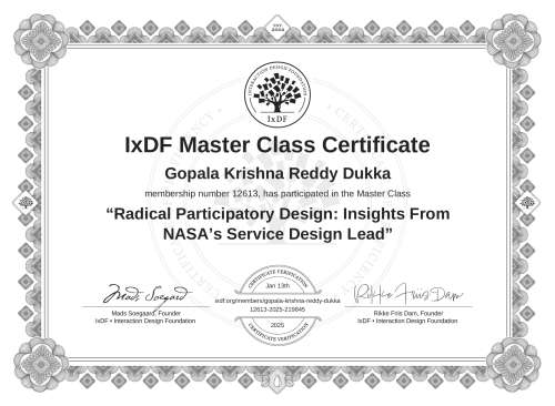 Radical Participatory Design: Insights From NASA’s Service Design Lead certificate