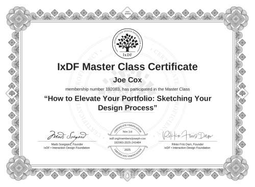 How to Elevate Your Portfolio: Sketching Your Design Process certificate