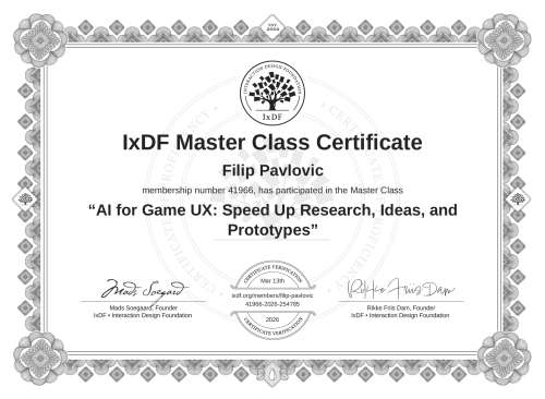 AI for Game UX: Speed Up Research, Ideas, and Prototypes certificate