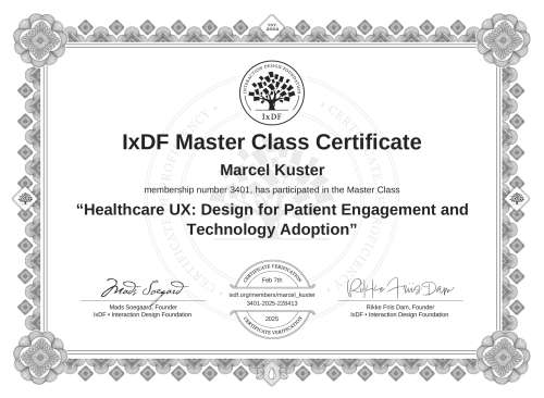 Healthcare UX: Design for Patient Engagement and Technology Adoption certificate