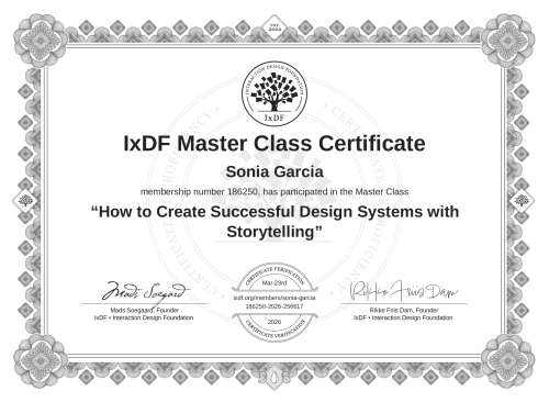 How to Create Successful Design Systems with Storytelling certificate