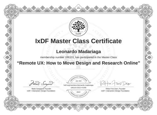 Remote UX: How to Move Design and Research Online certificate