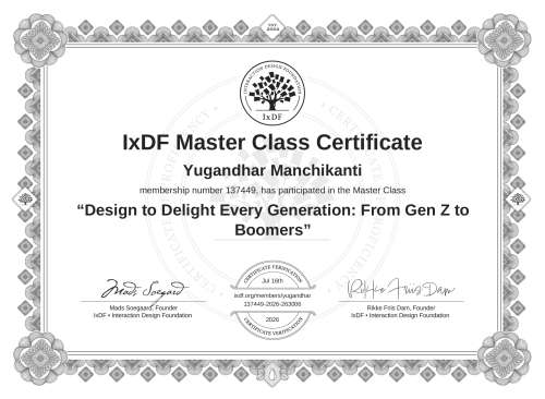 Design to Delight Every Generation: From Gen Z to Boomers certificate