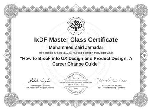 How to Break into UX Design and Product Design: A Career Change Guide certificate
