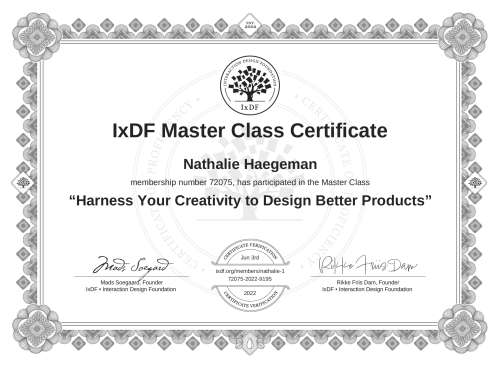 Harness Your Creativity to Design Better Products certificate