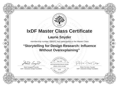 Storytelling for Design Research: Influence Without Overexplaining certificate