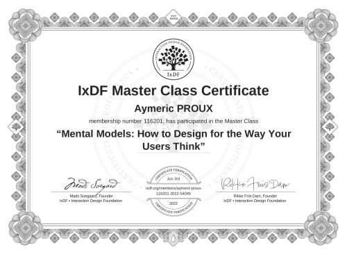Mental Models: How to Design for the Way Your Users Think certificate
