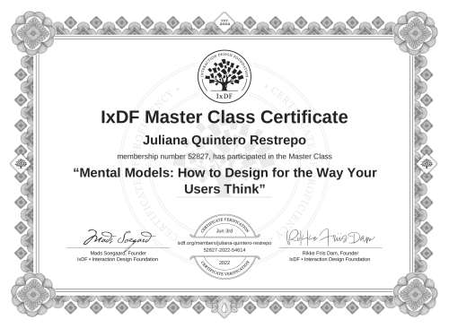 Mental Models: How to Design for the Way Your Users Think certificate