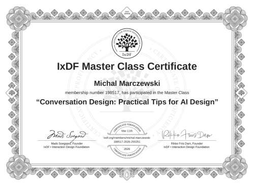 Conversation Design: Practical Tips for AI Design certificate