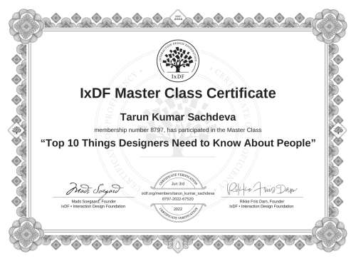 Top 10 Things Designers Need to Know About People certificate
