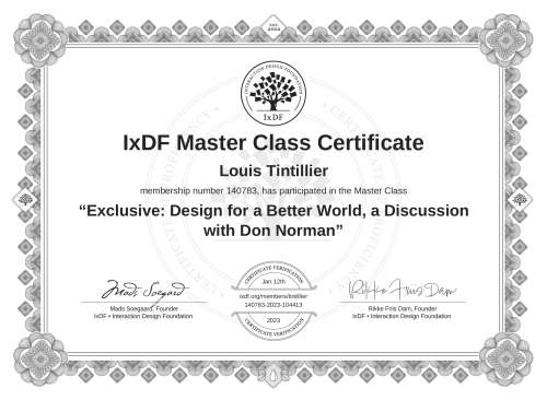 Exclusive: Design for a Better World, a Discussion with Don Norman certificate