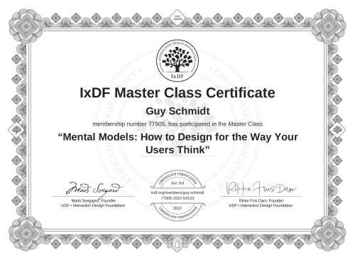 Mental Models: How to Design for the Way Your Users Think certificate