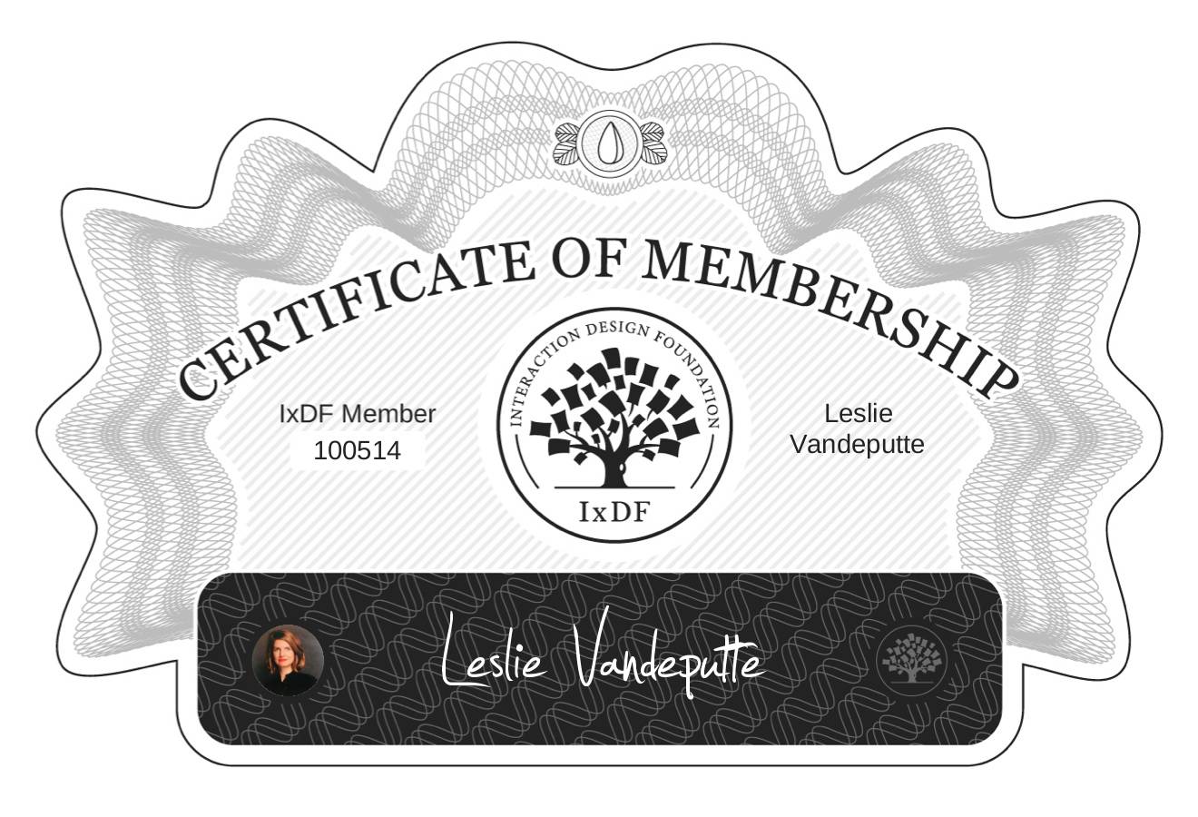 Certificate of Membership – Leslie Vandeputte