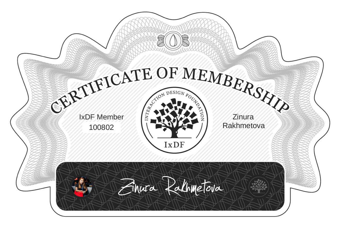 Certificate of Membership – Zinura Rakhmetova