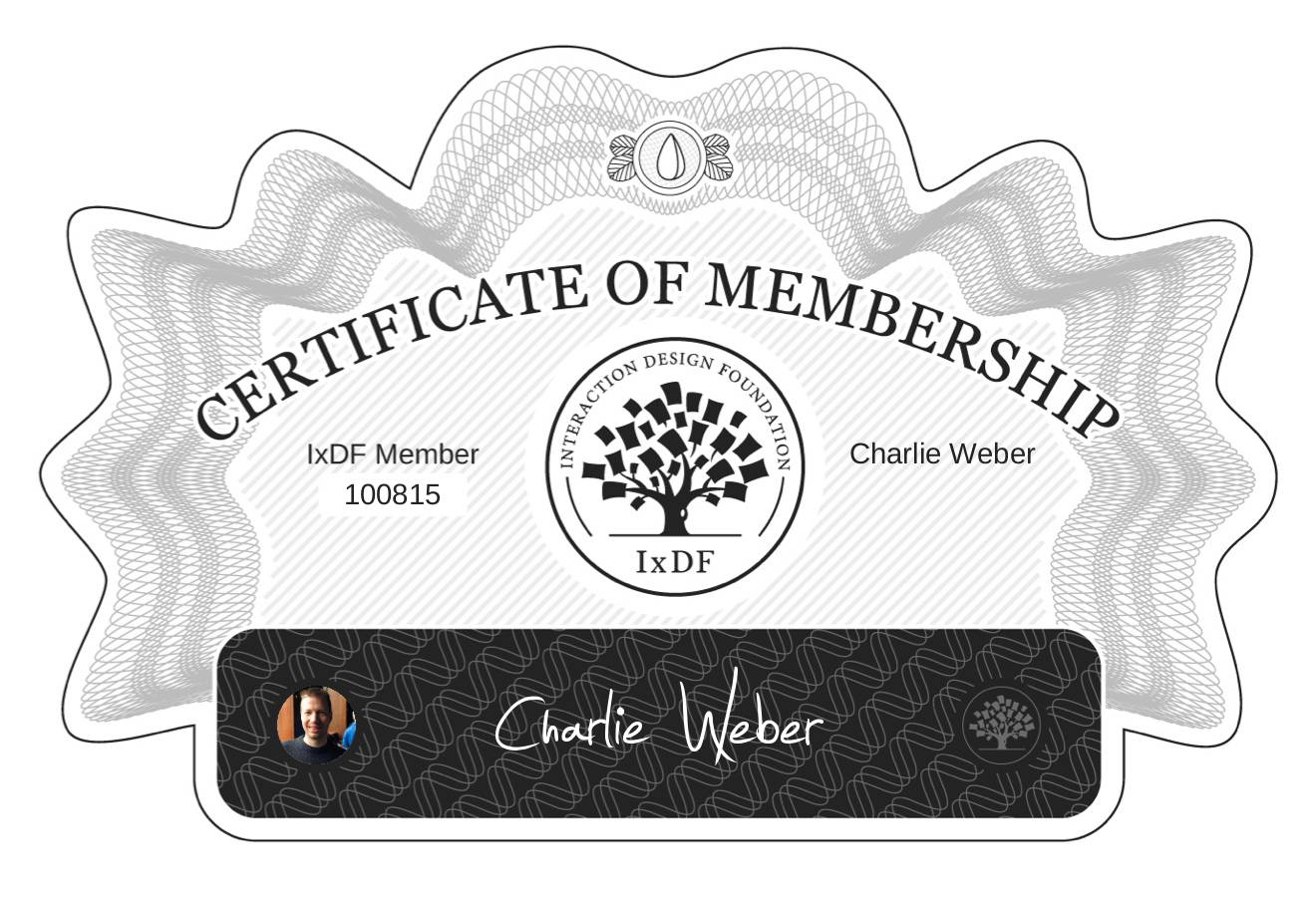 Certificate of Membership – Charlie Weber