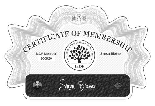 Certificate of Membership – Simon Biemer