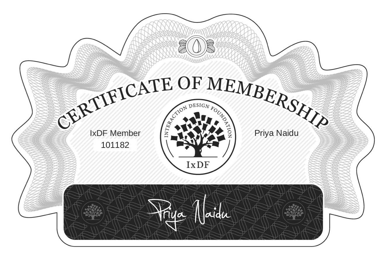 Certificate of Membership – Priya Naidu