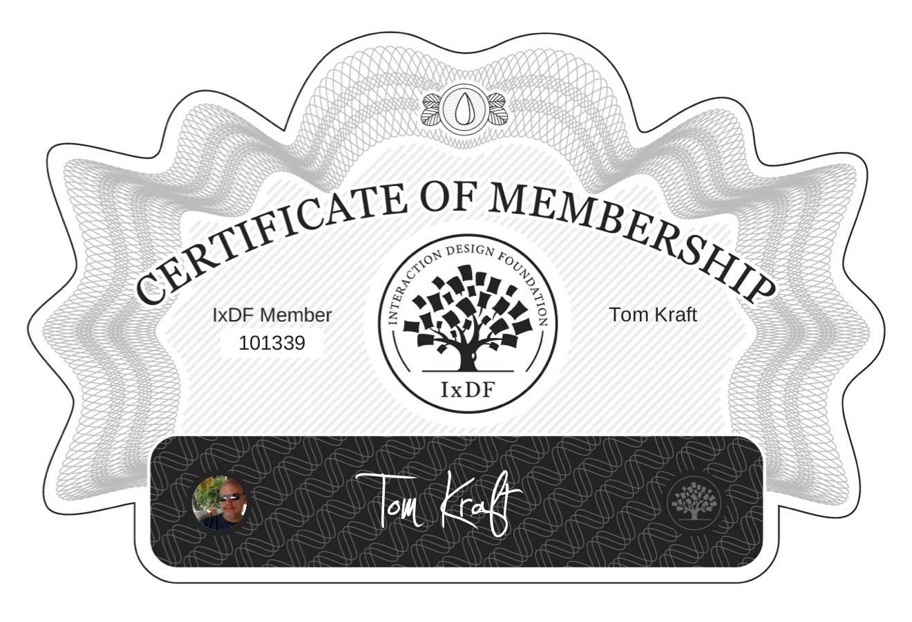 Certificate of Membership – Tom Kraft