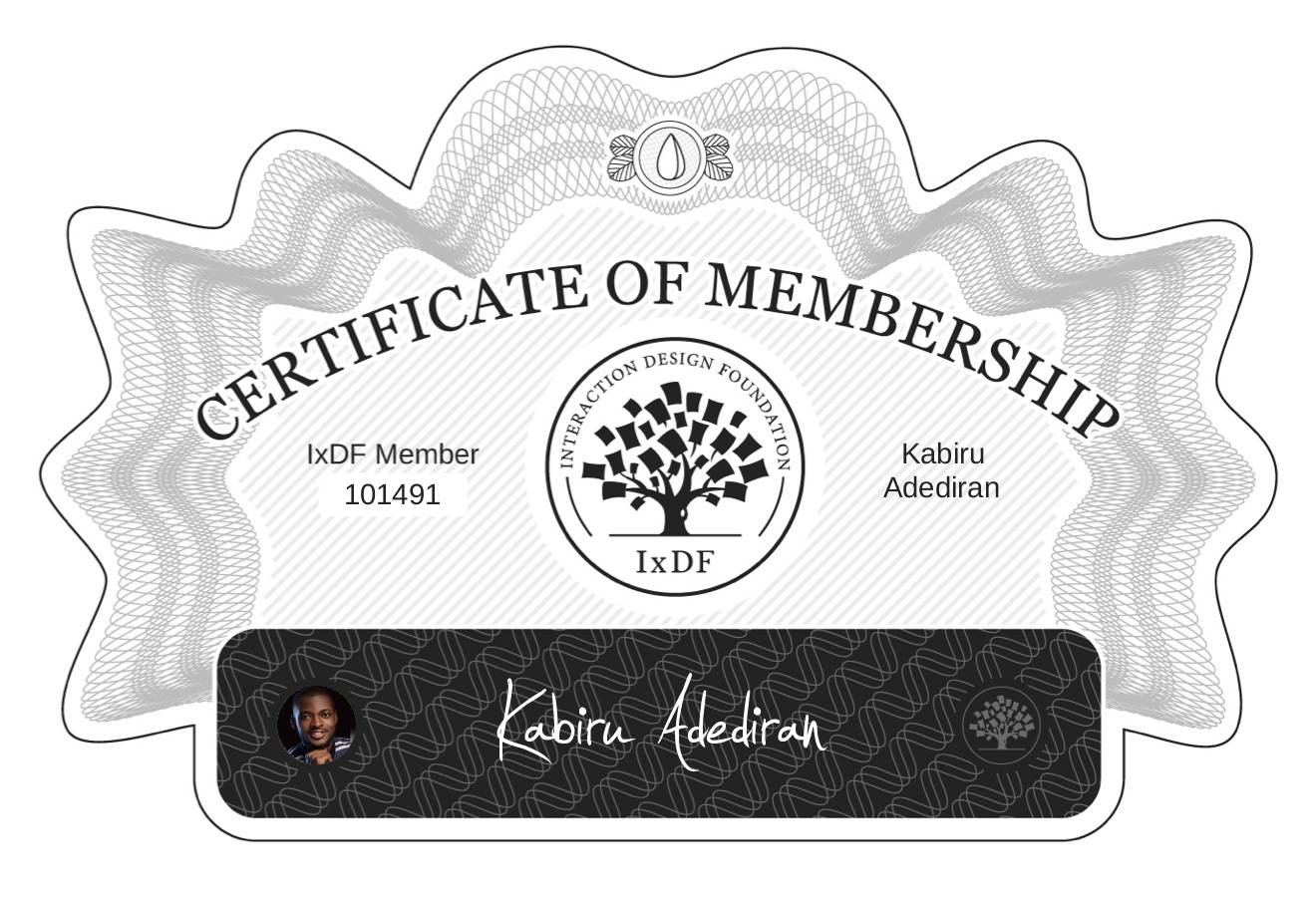 Certificate of Membership – Kabiru Adediran
