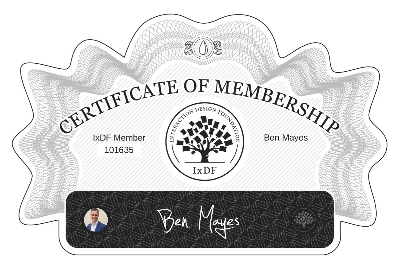 Certificate of Membership – Ben Mayes