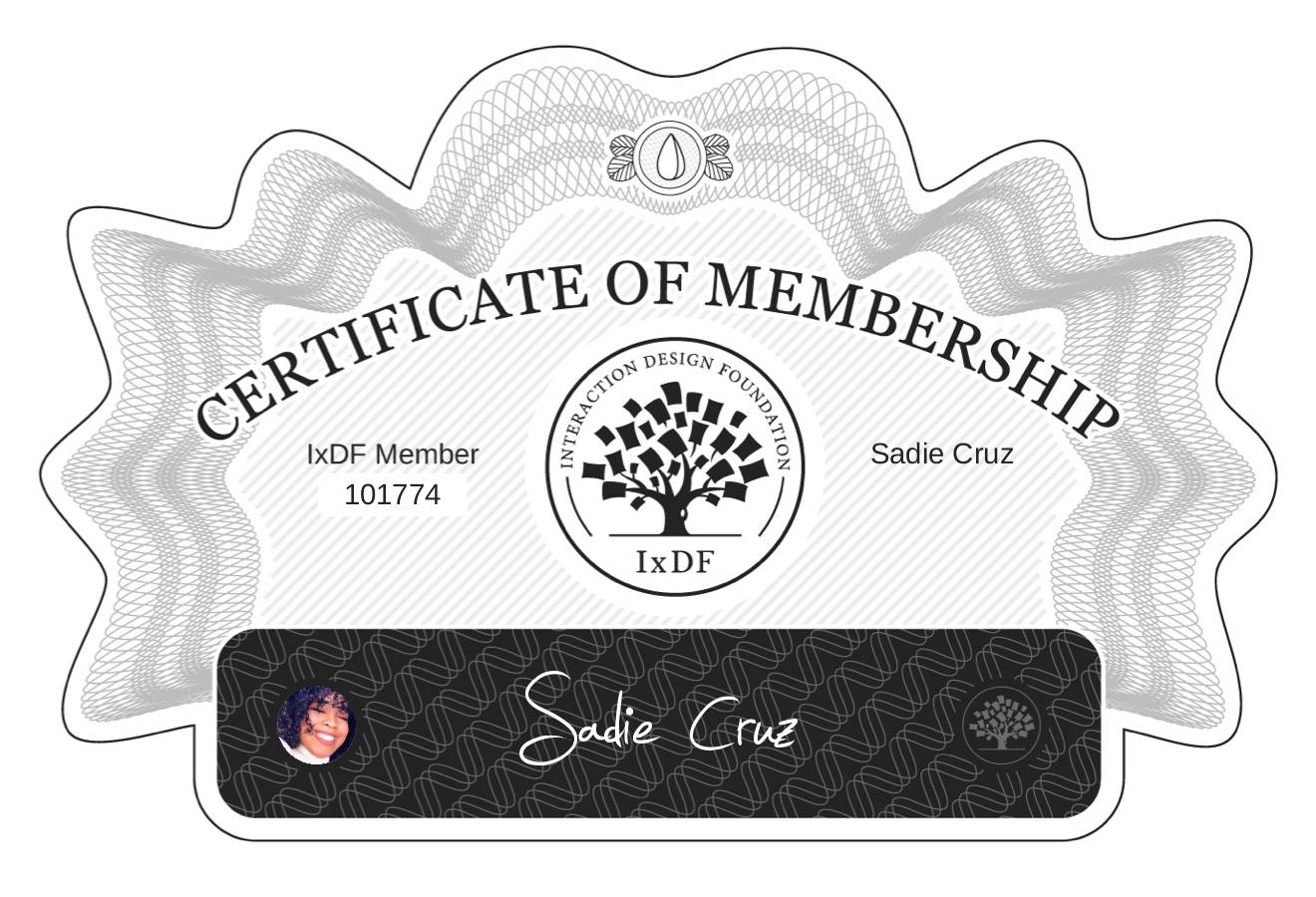 Certificate of Membership – Sadie Cruz