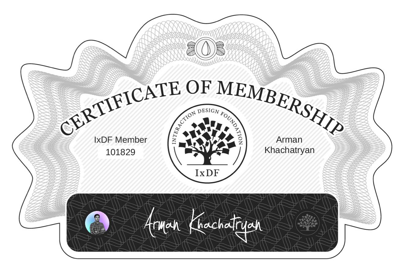 Certificate of Membership – Arman Khachatryan