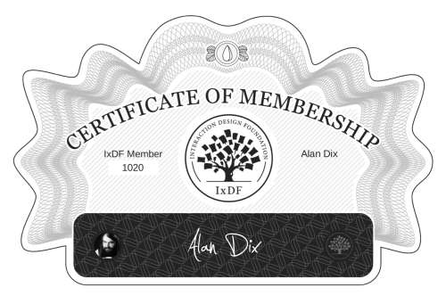 Certificate of Membership – Alan Dix