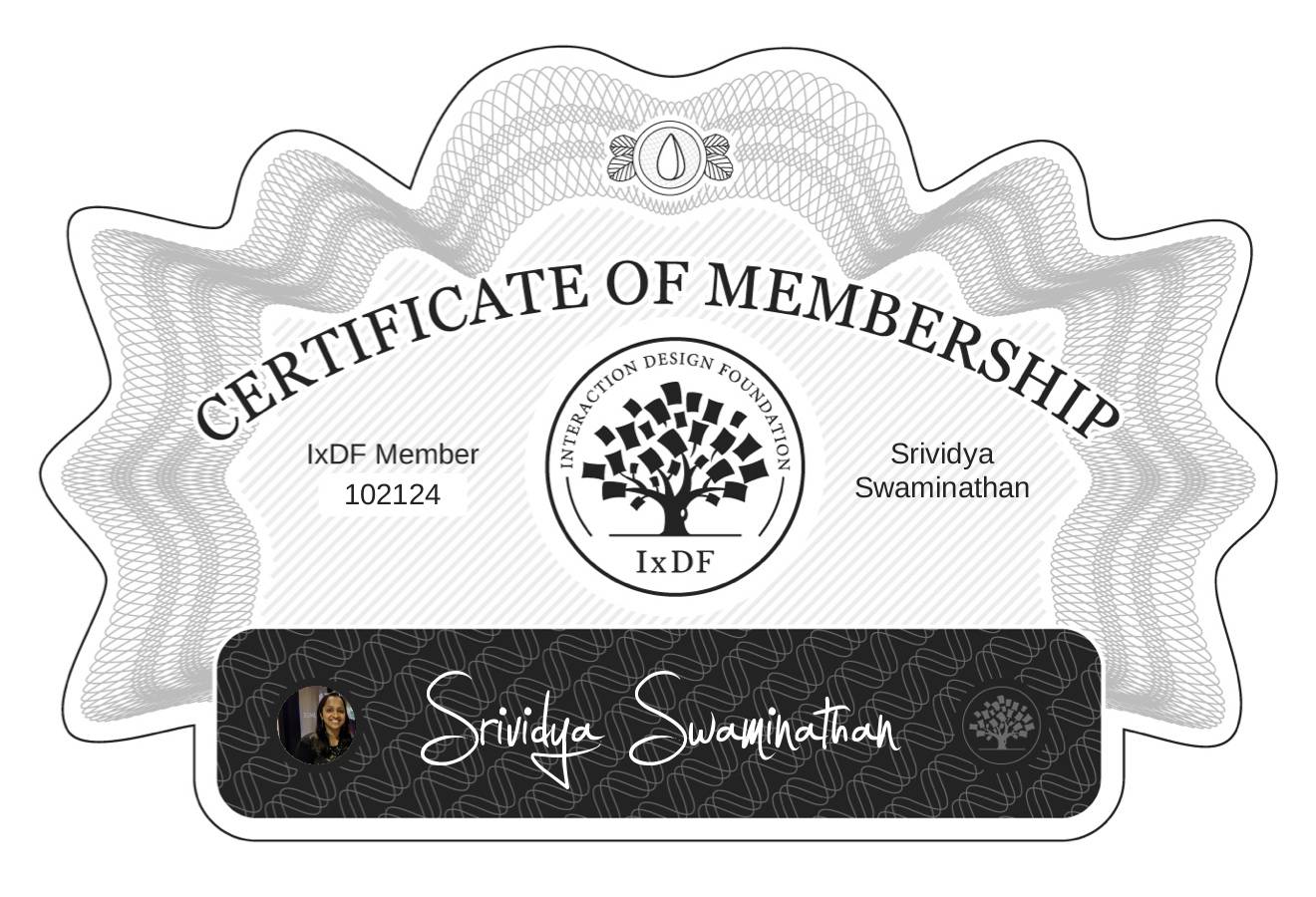 Certificate of Membership – Srividya Swaminathan