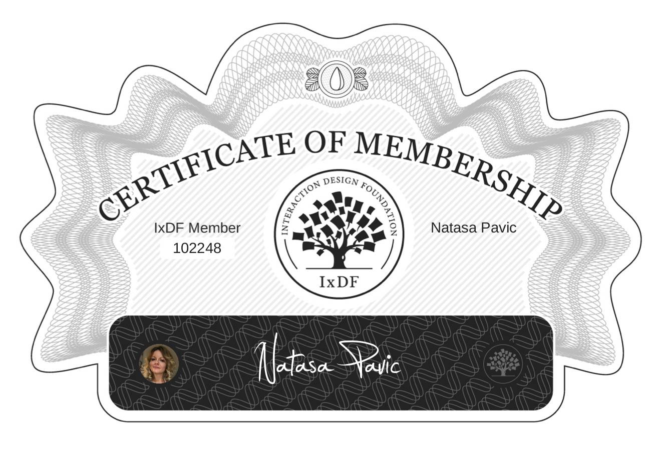 Certificate of Membership – Nataša Pavić