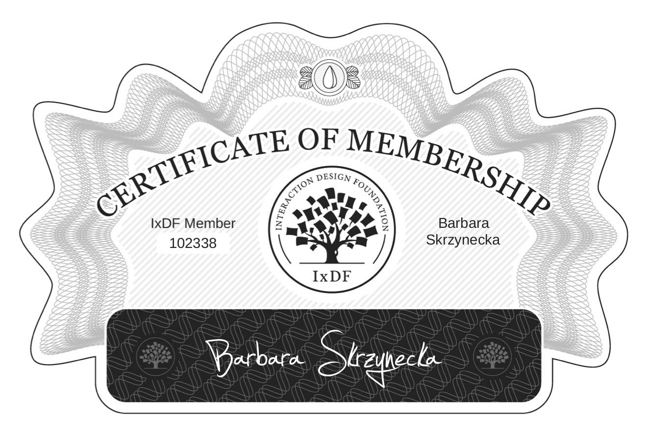 Certificate of Membership – Barbara Skrzynecka