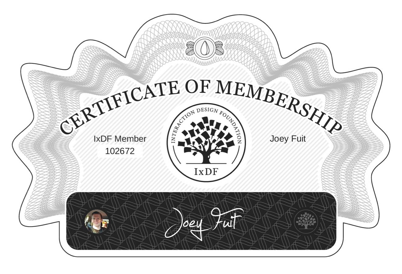 Certificate of Membership – Joey Fuit